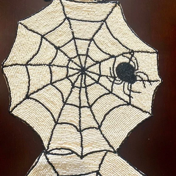 Cynthia Rowley beaded table Runner spiderweb spiders new in original wrappings